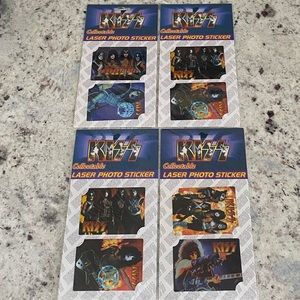 RARE 1990s KISS Rock Band Laser Photo Sticker Vintage Deadstock 4 PKS/8 Stickers